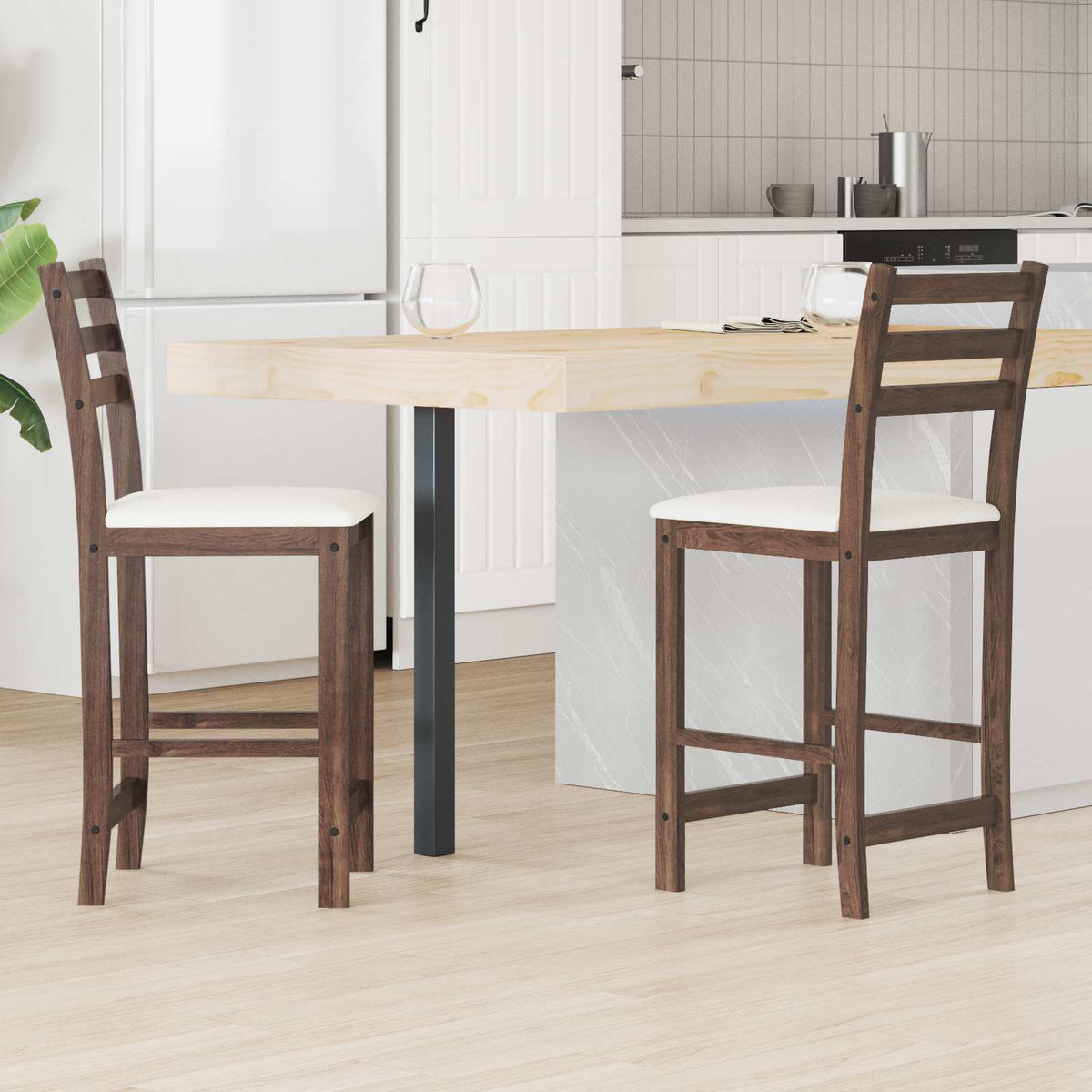 Eettafelstoelen 2 pcs Licht Bruin 40 x 47,5 x 99,5 cm is nu te koop bij PeponiXL, paradijselijk wonen!