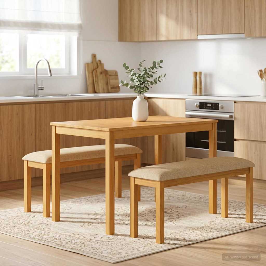 Eetbank 95 x 32 x 45 cm Massief Eikenhout Beige is nu te koop bij PeponiXL, paradijselijk wonen!