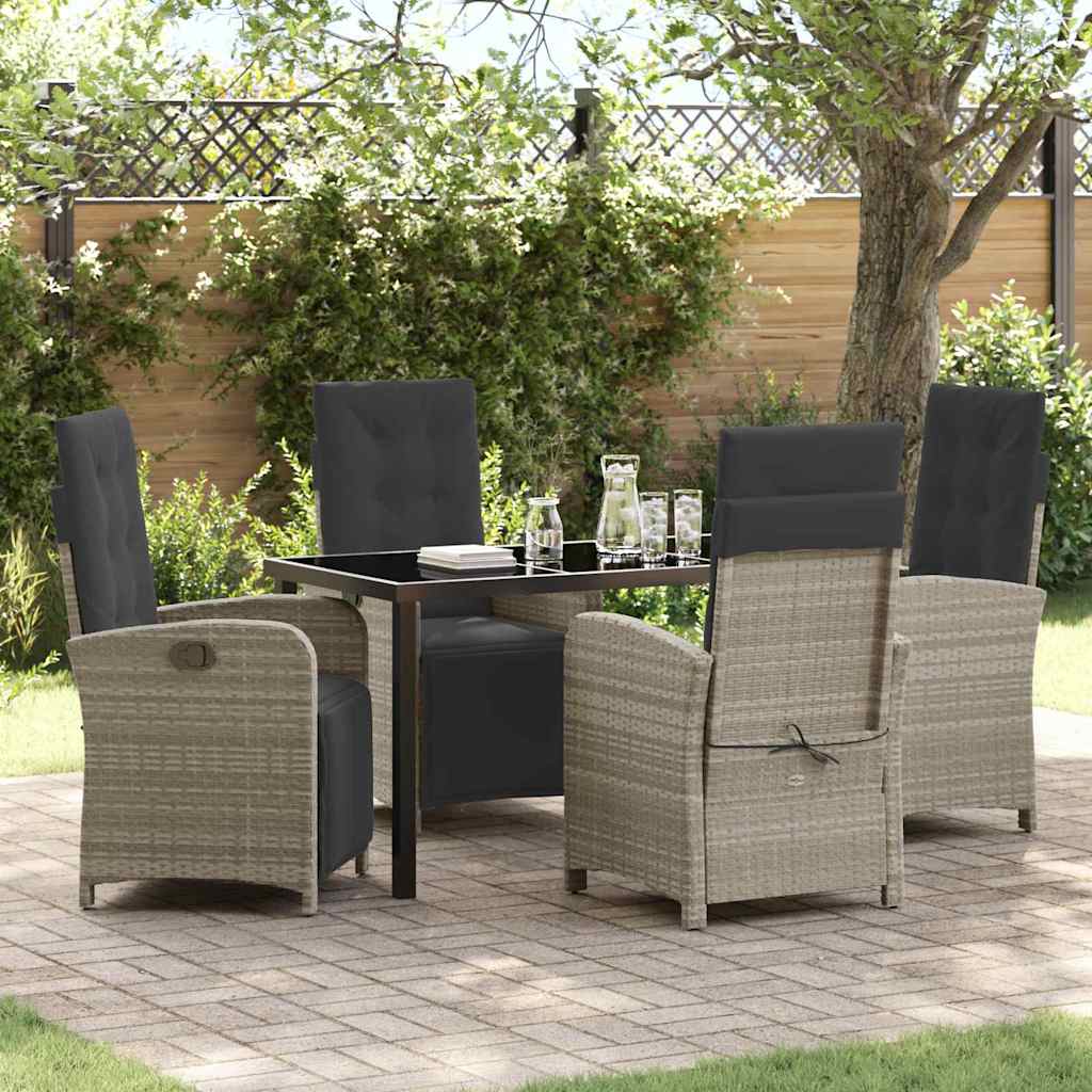 Tuin eettafelset met kussen 5 pcs Lichtgrijs poly rattan is nu te koop bij PeponiXL, paradijselijk wonen!