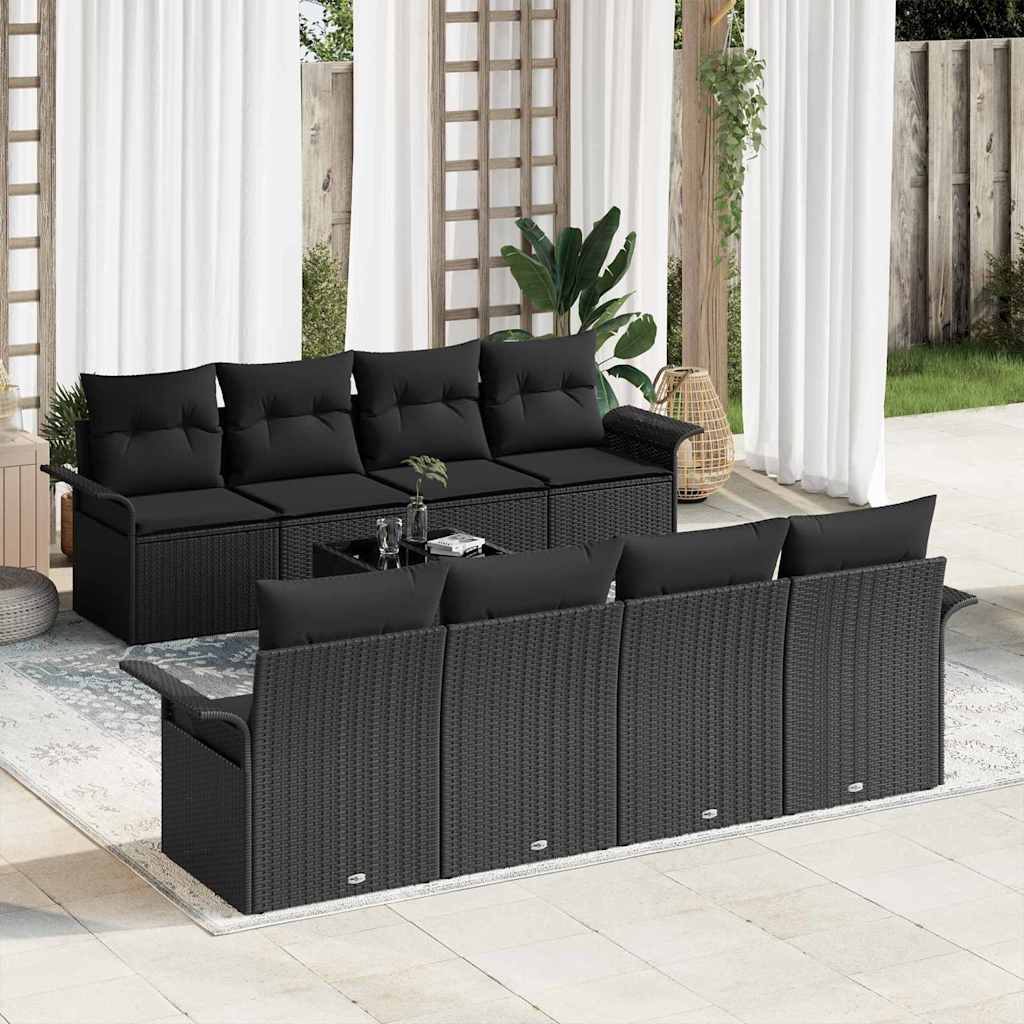 Tuin Sofa Set met kussen 9 pcs Zwart poly rattan is nu te koop bij PeponiXL, paradijselijk wonen!