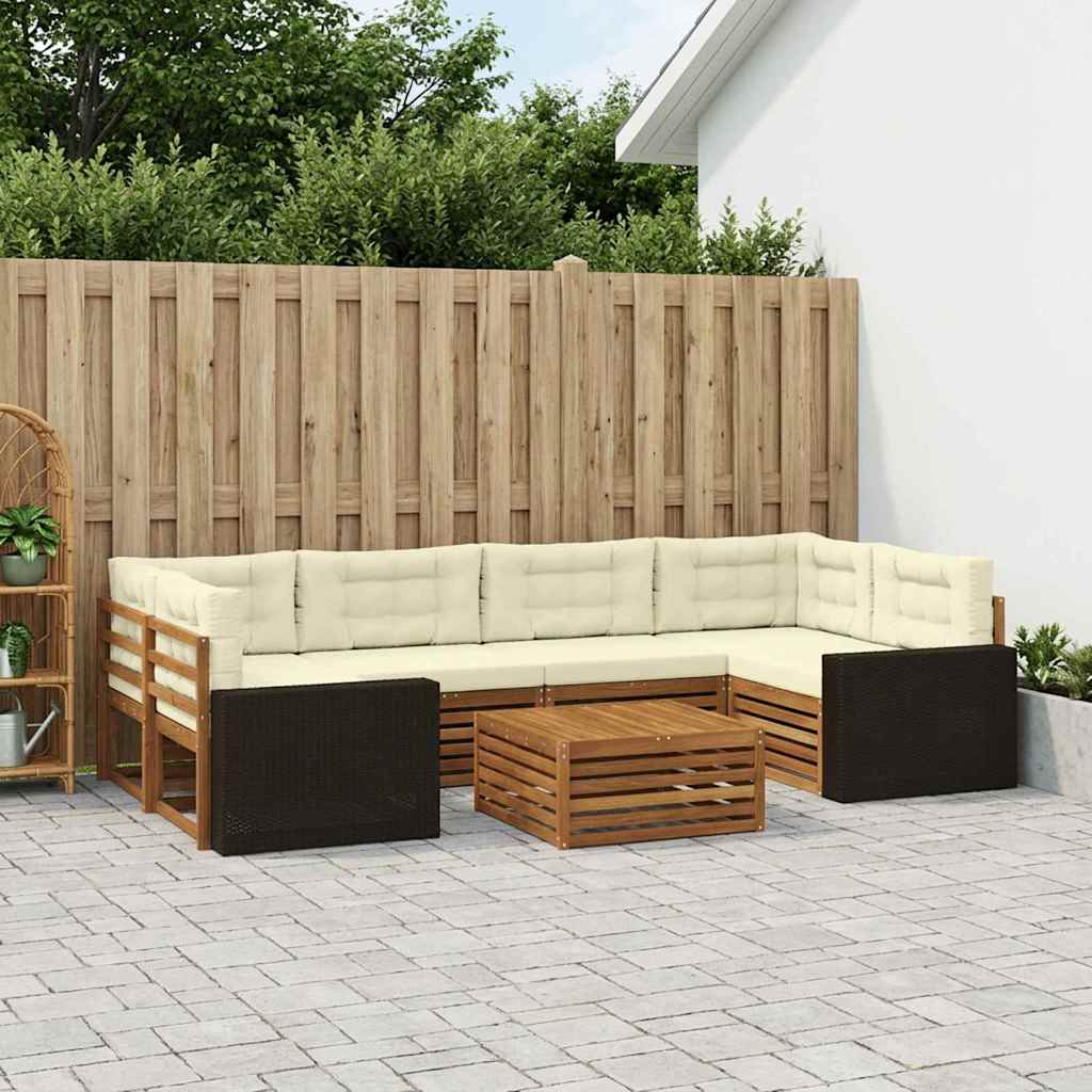 Buiten bankenset met kussen 7 pcs Natuurlijk en Crème Polyester is nu te koop bij PeponiXL, paradijselijk wonen!