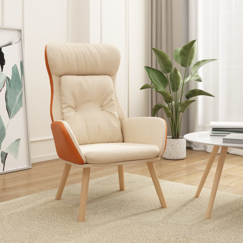 Relaxstoel stof en PVC crèmekleurig is nu te koop bij PeponiXL, paradijselijk wonen!
