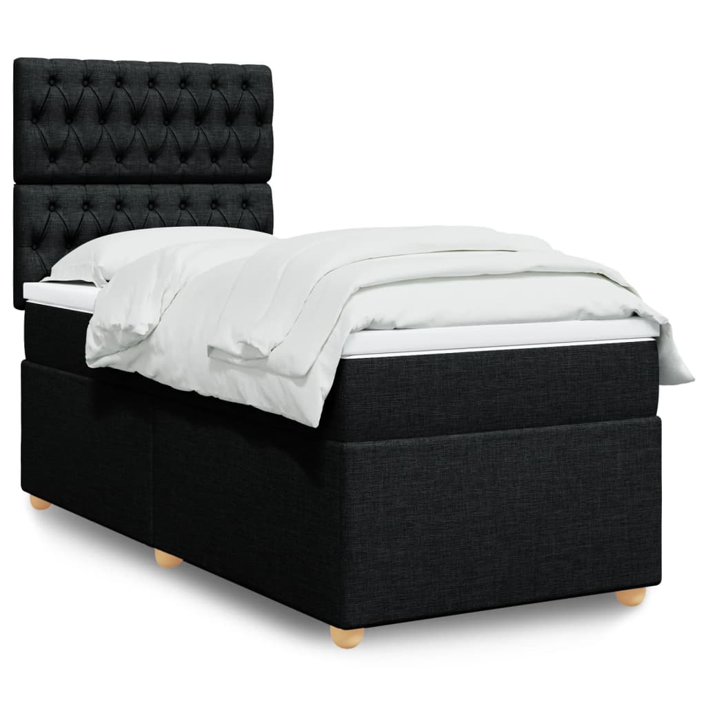 Boxspring met matras stof zwart 90x190 cm is nu te koop bij PeponiXL, paradijselijk wonen!