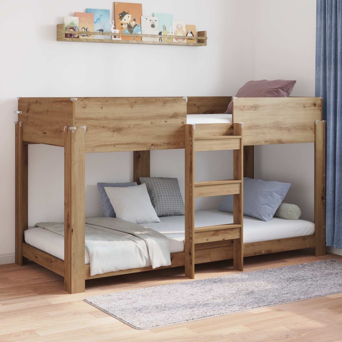 Bunk Bed voor Kinderen Artisan Eiken 90 x 200 cm Bewerkt hout is nu te koop bij PeponiXL, paradijselijk wonen!