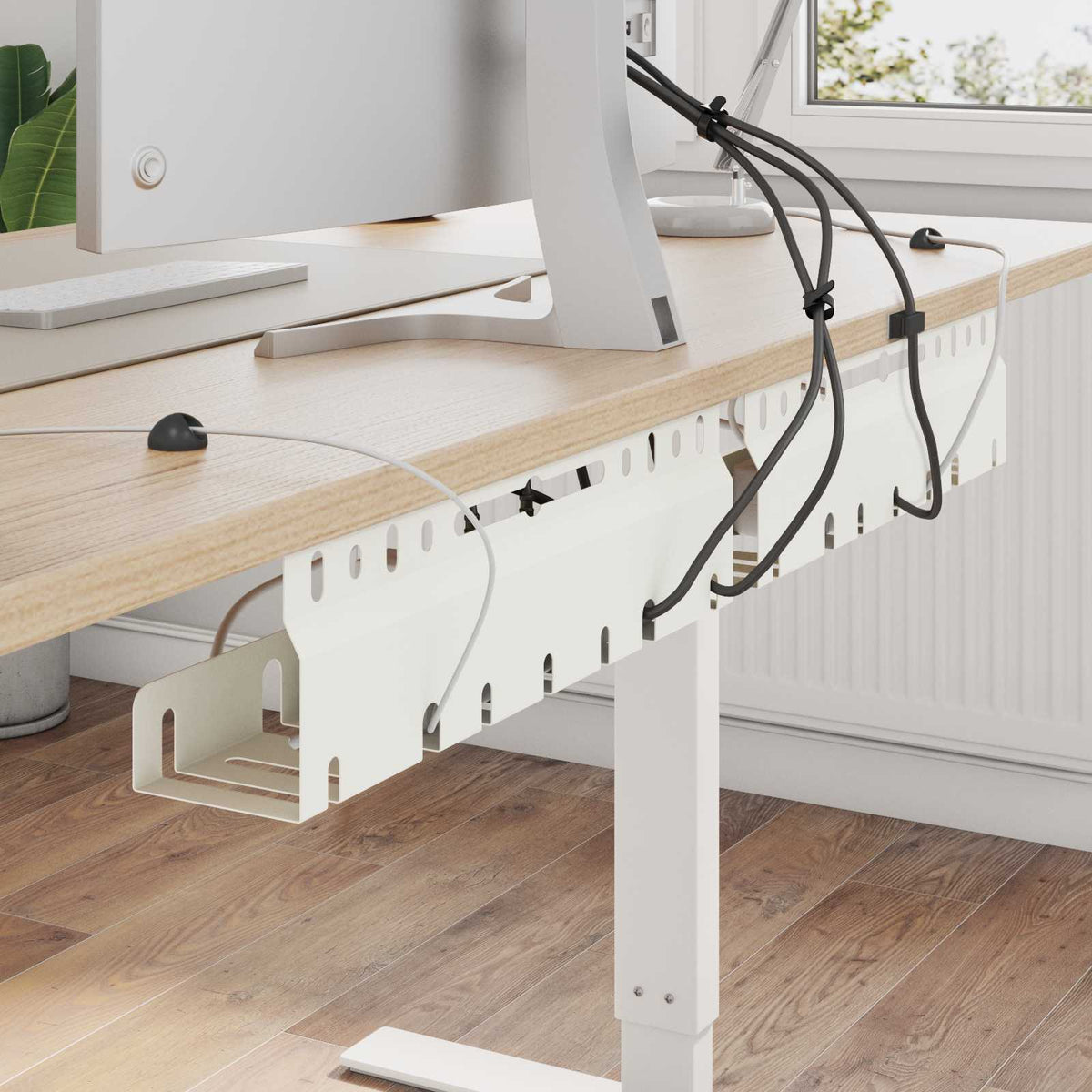 Kabelgoot voor onder bureau 2 st Wit 43 x 9 x 11 cm Staal is nu te koop bij PeponiXL, paradijselijk wonen!