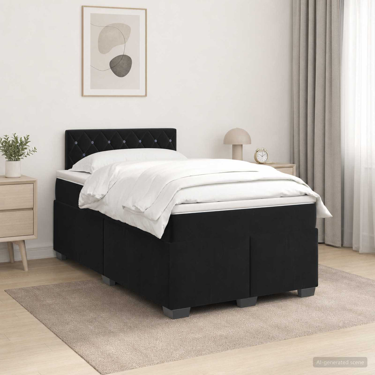 Boxspringbed met matras Zwart 120 x 200 cm Fluweel is nu te koop bij PeponiXL, paradijselijk wonen!
