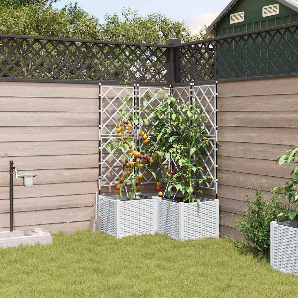 Tuin Bloempot 3 pcs Wit Kunststof is nu te koop bij PeponiXL, paradijselijk wonen!