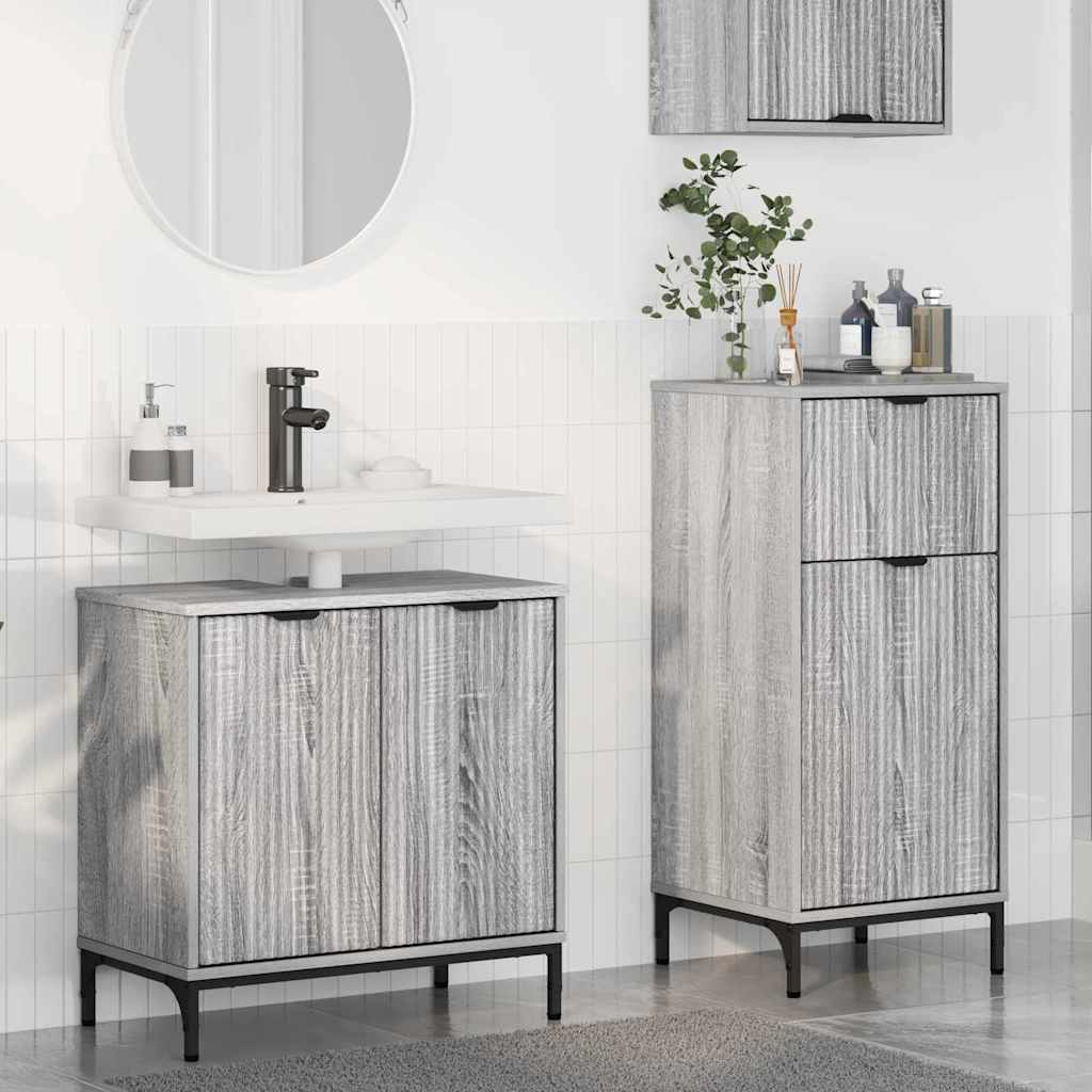 Badkamermeubelset 2 pcs Grijs Sonoma Geperst Hout en Metaal is nu te koop bij PeponiXL, paradijselijk wonen!