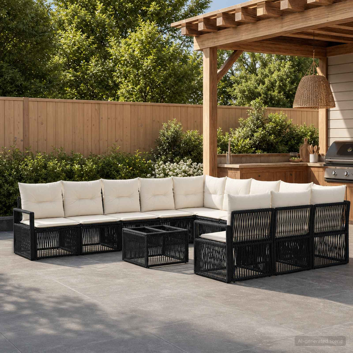 Tuinbankenset 12 pcs Zwart poly rattan is nu te koop bij PeponiXL, paradijselijk wonen!