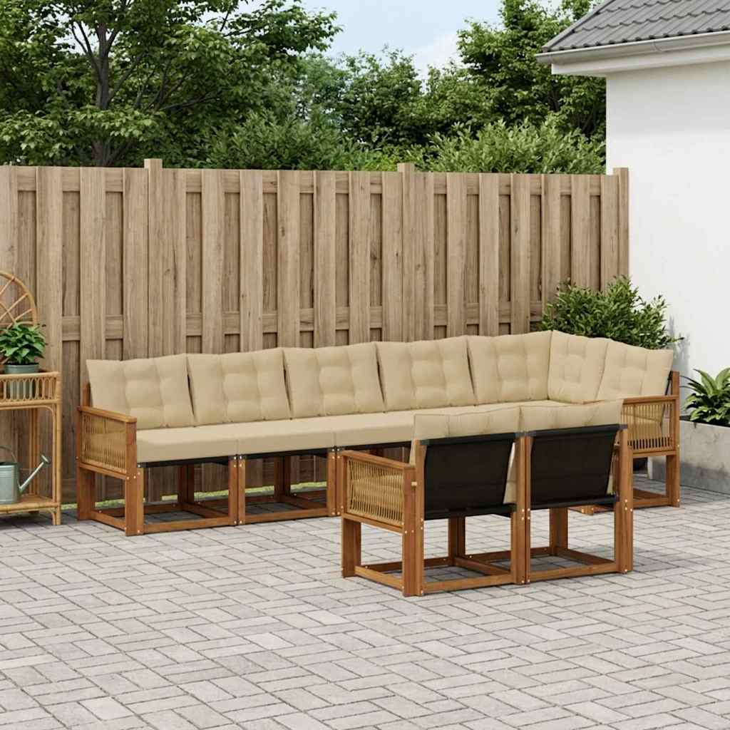 Buiten bankenset met kussen 8 pcs Natuurlijk en Beige is nu te koop bij PeponiXL, paradijselijk wonen!