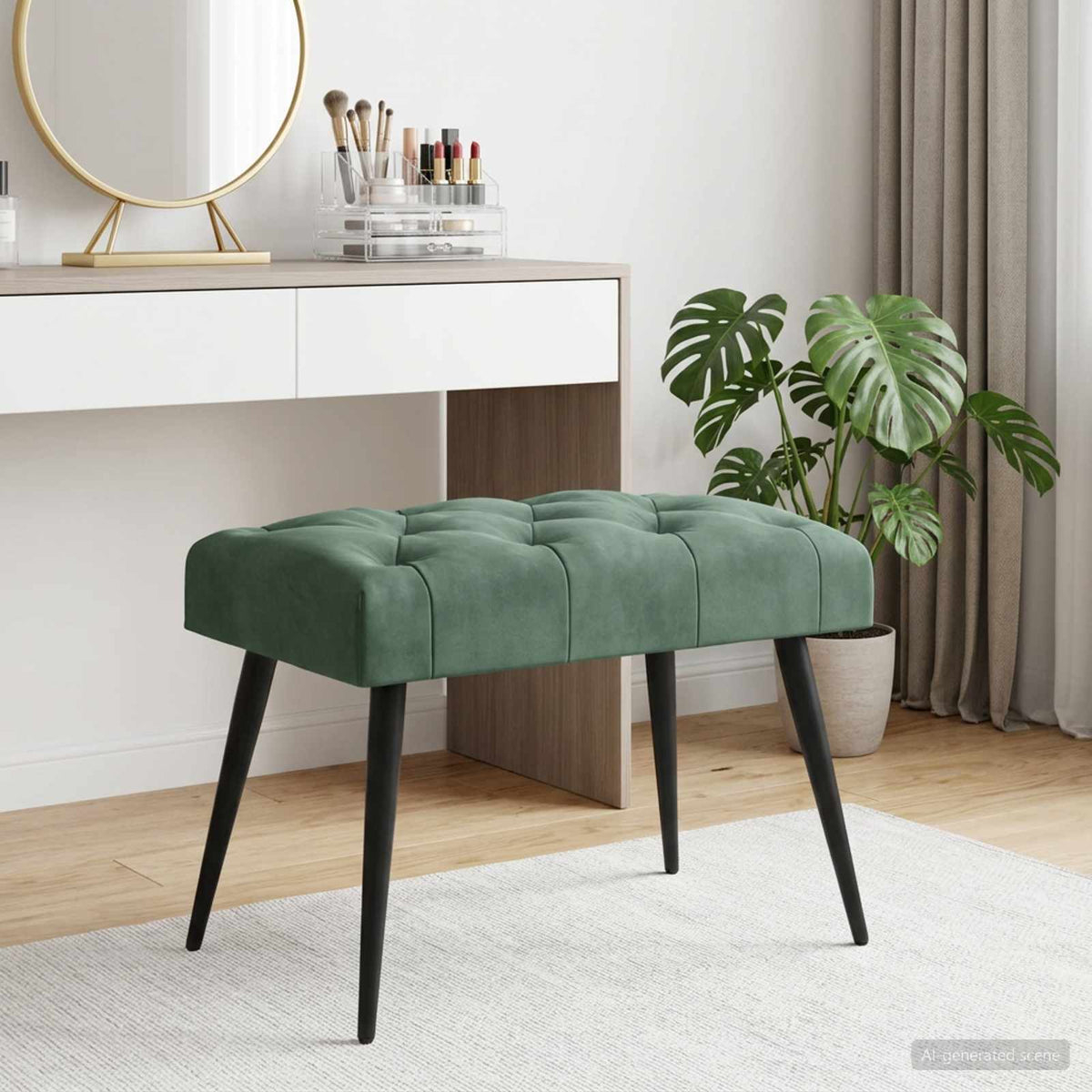 Bank met knoopverstelling Zeegroen 60 x 40 x 45 cm Fluweel is nu te koop bij PeponiXL, paradijselijk wonen!