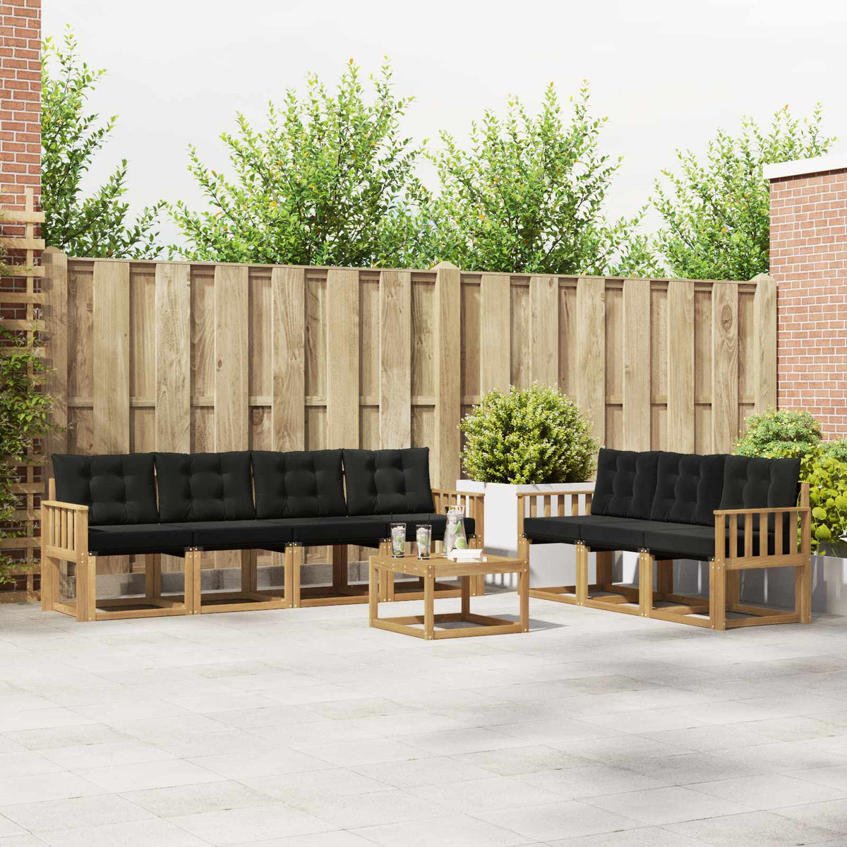 Buiten bankenset met kussen 8 pcs Wit en zwart is nu te koop bij PeponiXL, paradijselijk wonen!