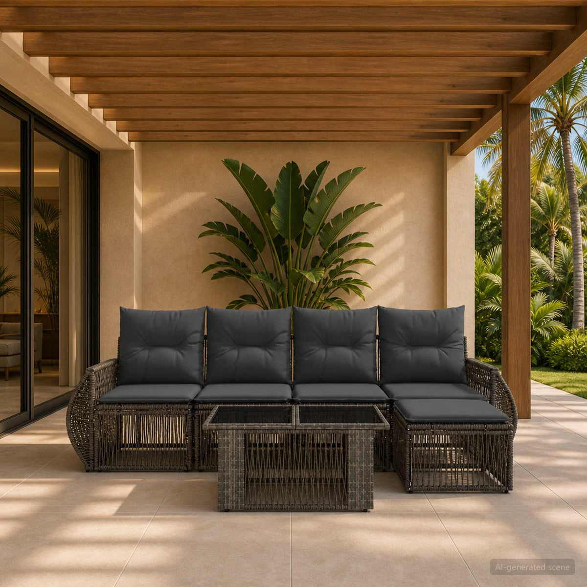 Tuinbankenset 6 st Grijs en Donkergrijs poly rattan is nu te koop bij PeponiXL, paradijselijk wonen!