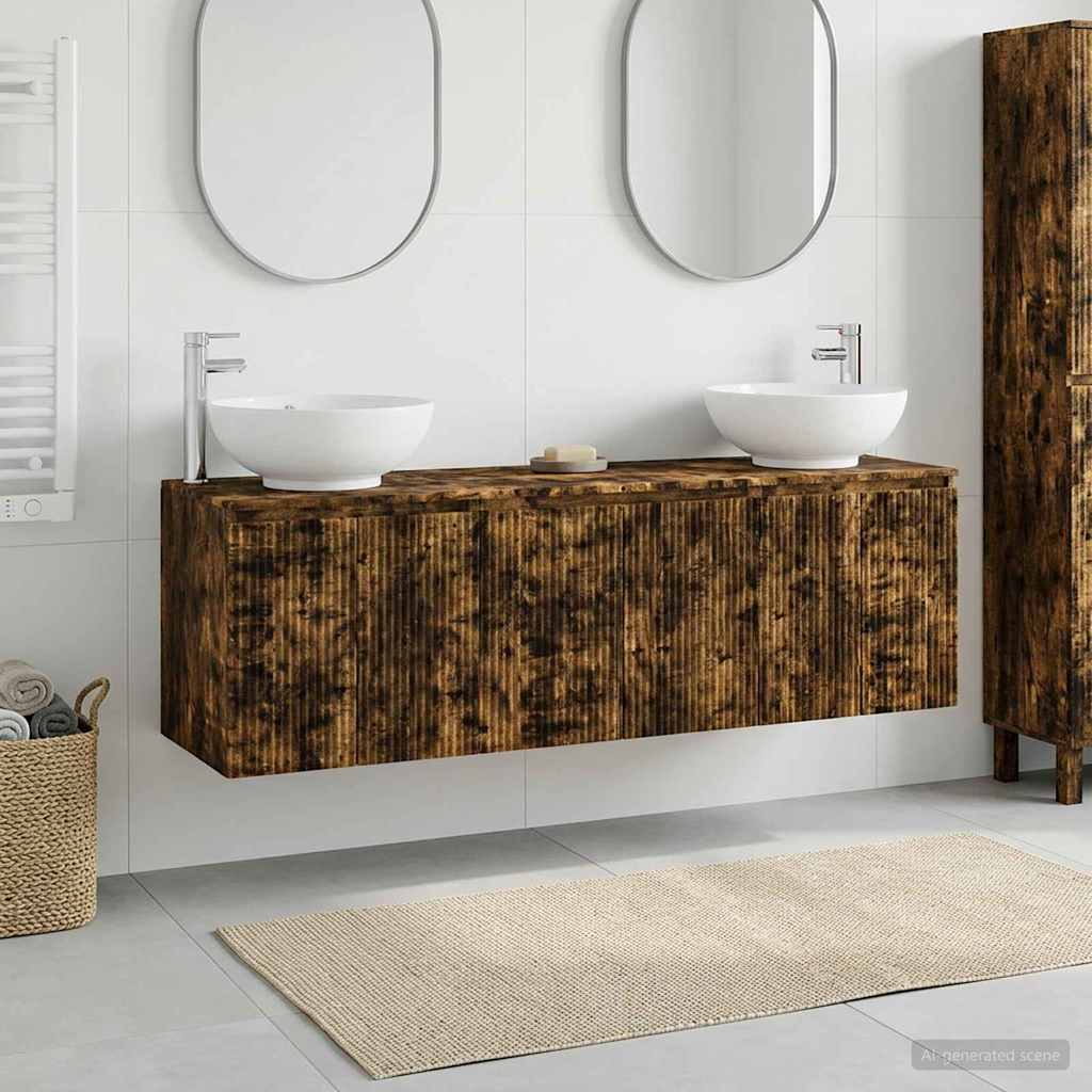 Badkamerkastenset 3 st Gerookt eiken 49,5 x 44,5 x 65 cm is nu te koop bij PeponiXL, paradijselijk wonen!