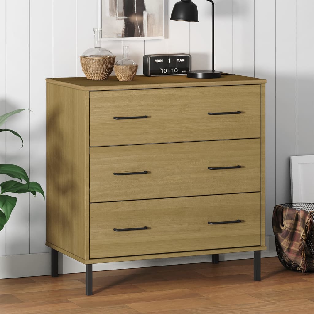 Dressoir met 3 lades OSLO 77x40x79,5 cm grenenhout bruin is nu te koop bij PeponiXL, paradijselijk wonen!