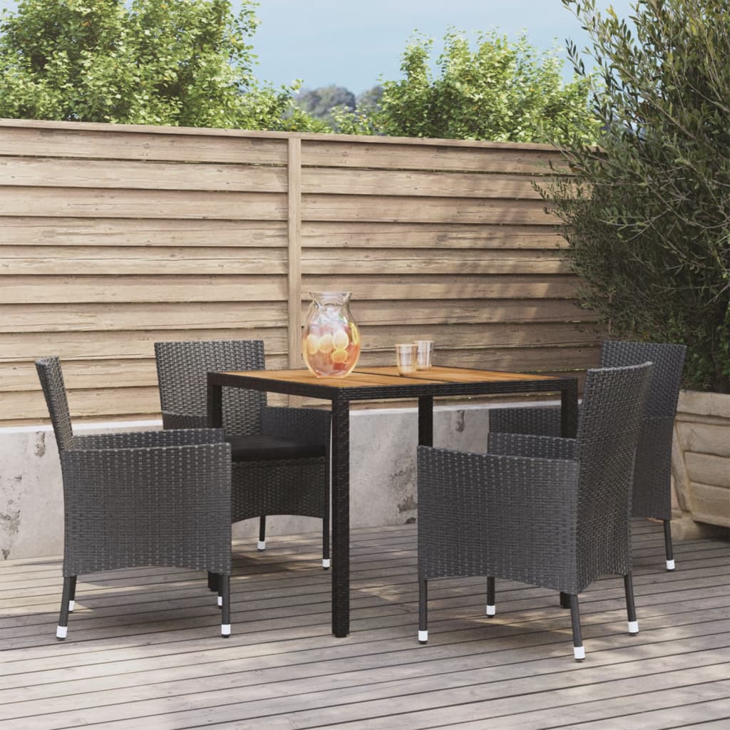 5-delige Tuinset met kussens poly rattan zwart is nu te koop bij PeponiXL, paradijselijk wonen!