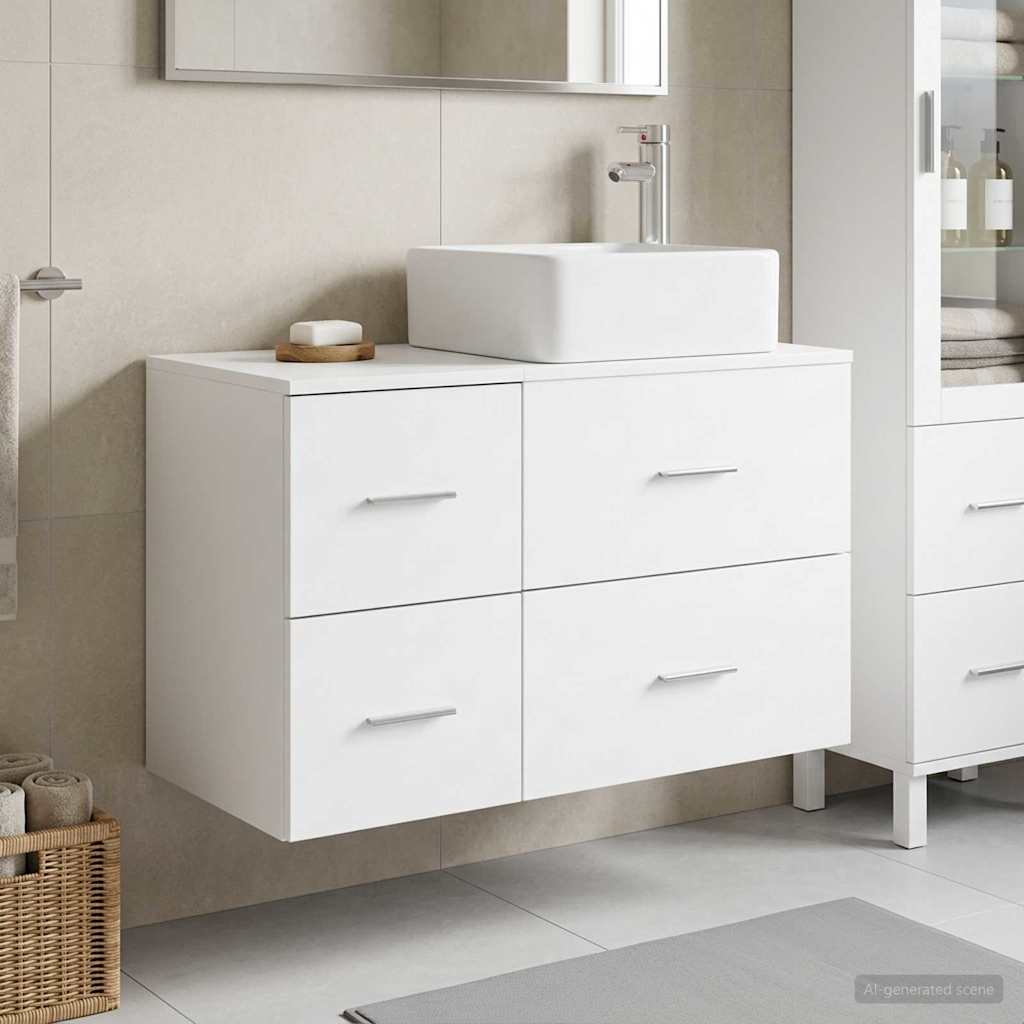 Badkamermeubelset 2 st Wit Bewerkt hout is nu te koop bij PeponiXL, paradijselijk wonen!