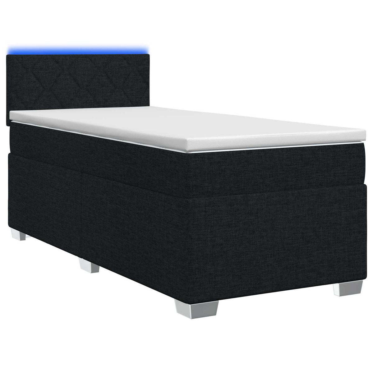 Boxspring Bed met Matras en LED Zwart 80 x 200 cm Stof is nu te koop bij PeponiXL, paradijselijk wonen!