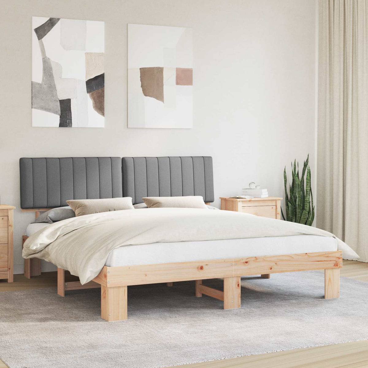 Bedframe met Gevoerd Hoofdgedeelte Lichtgrijs 180 x 200 cm is nu te koop bij PeponiXL, paradijselijk wonen!