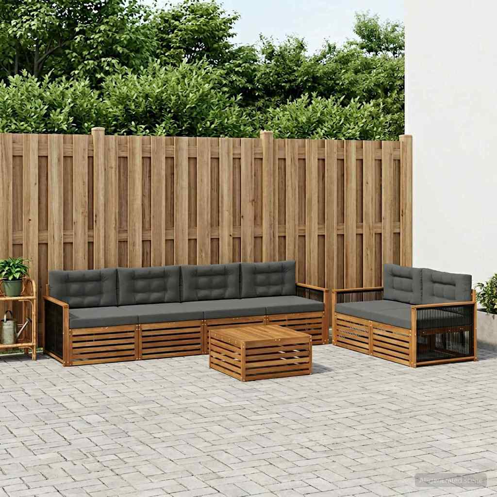 Buiten bankenset met kussen 7 pcs Natuurlijk en Antraciet is nu te koop bij PeponiXL, paradijselijk wonen!