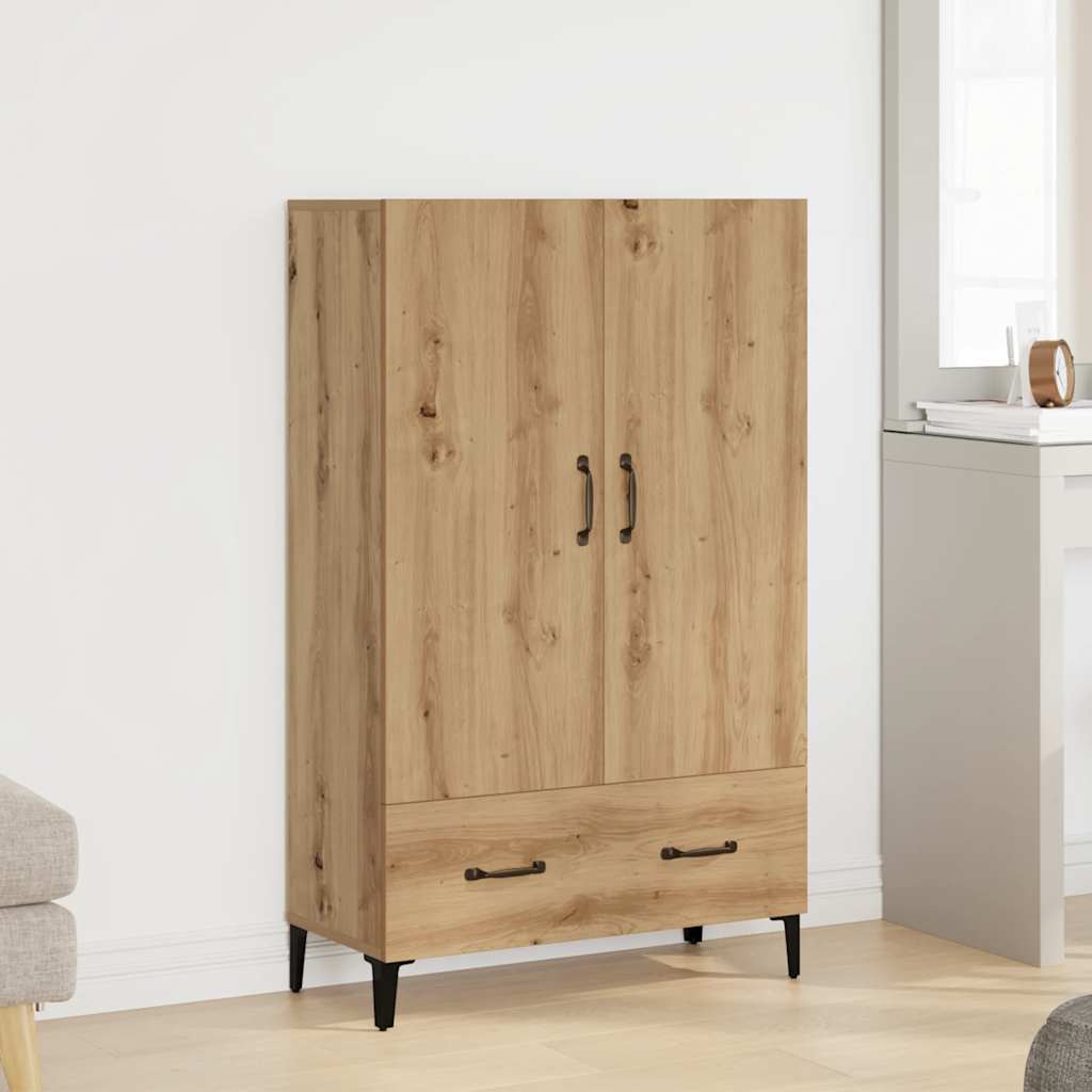 Hoge kast 70x31x115 cm bewerkt hout artisanaal eikenkleur is nu te koop bij PeponiXL, paradijselijk wonen!