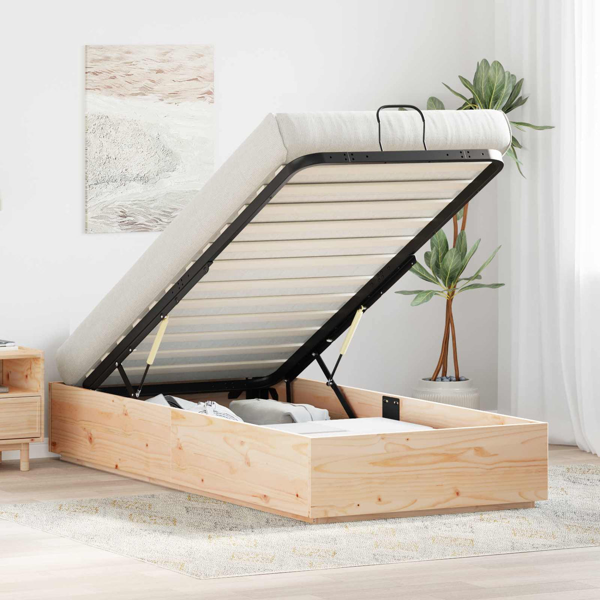 Ottoman Bedframe Naturel 80 x 200 cm Massief grenenhout is nu te koop bij PeponiXL, paradijselijk wonen!