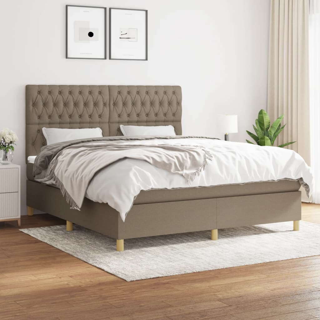 Boxspring met matras stof taupe 180x200 cm is nu te koop bij PeponiXL, paradijselijk wonen!