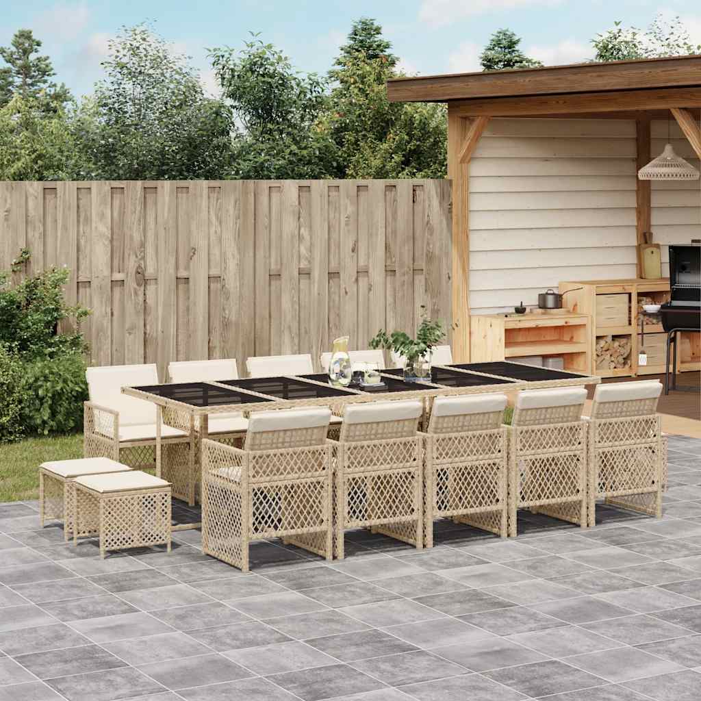 15-delige Tuinset met kussens poly rattan beige is nu te koop bij PeponiXL, paradijselijk wonen!