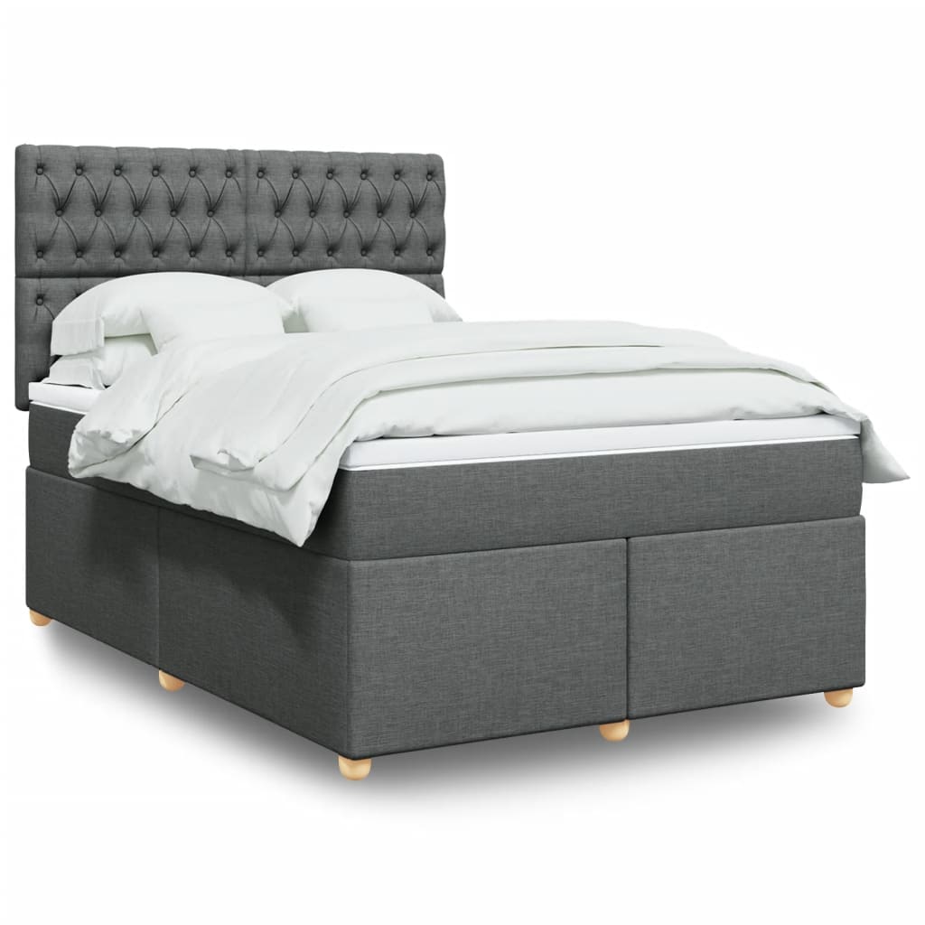 Boxspring met matras stof donkergrijs 140x200 cm is nu te koop bij PeponiXL, paradijselijk wonen!