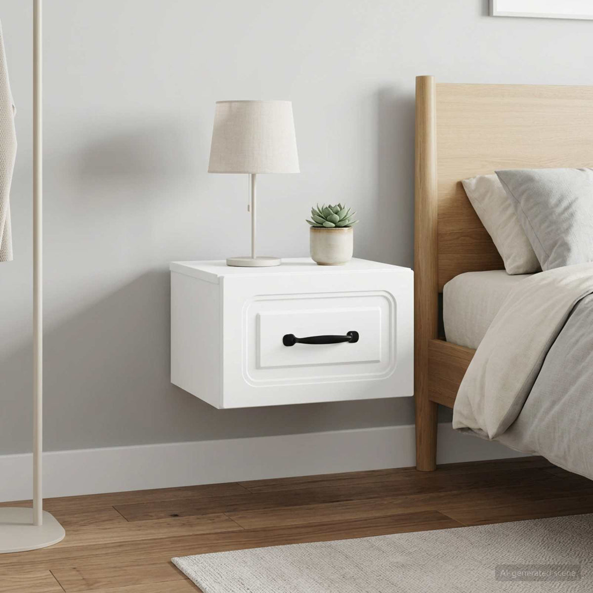 Wandbeugel Bedkast 2 pcs Wit 34,5 x 33 x 20 cm Bewerkt hout is nu te koop bij PeponiXL, paradijselijk wonen!