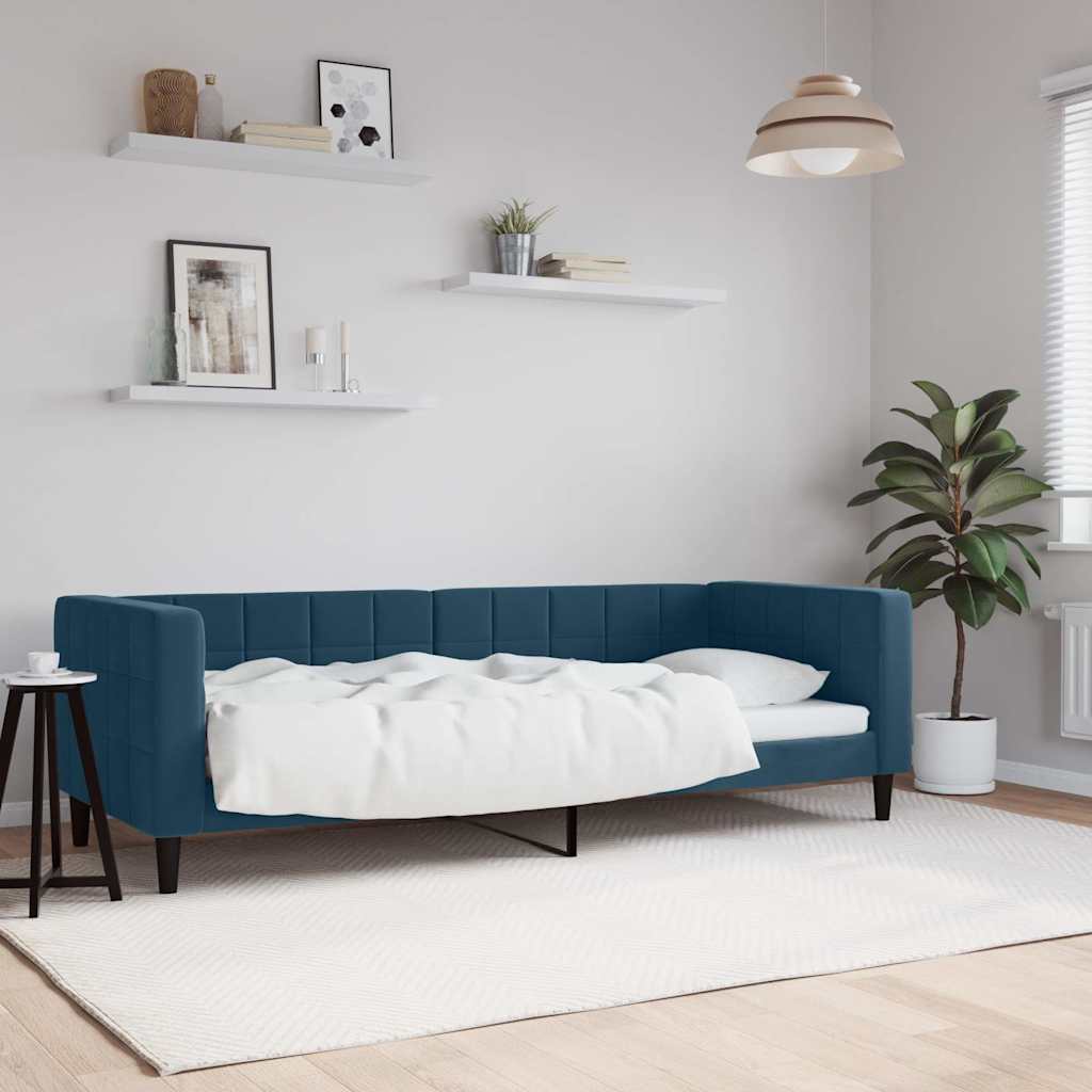 Slaapbank 80x200 cm fluweel blauw is nu te koop bij PeponiXL, paradijselijk wonen!