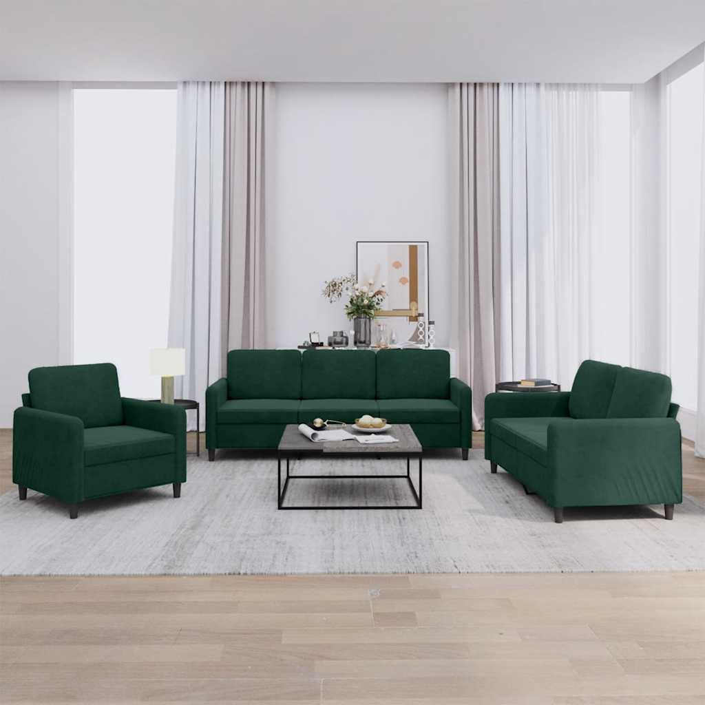 3-delige Loungeset fluweel donkergroen is nu te koop bij PeponiXL, paradijselijk wonen!