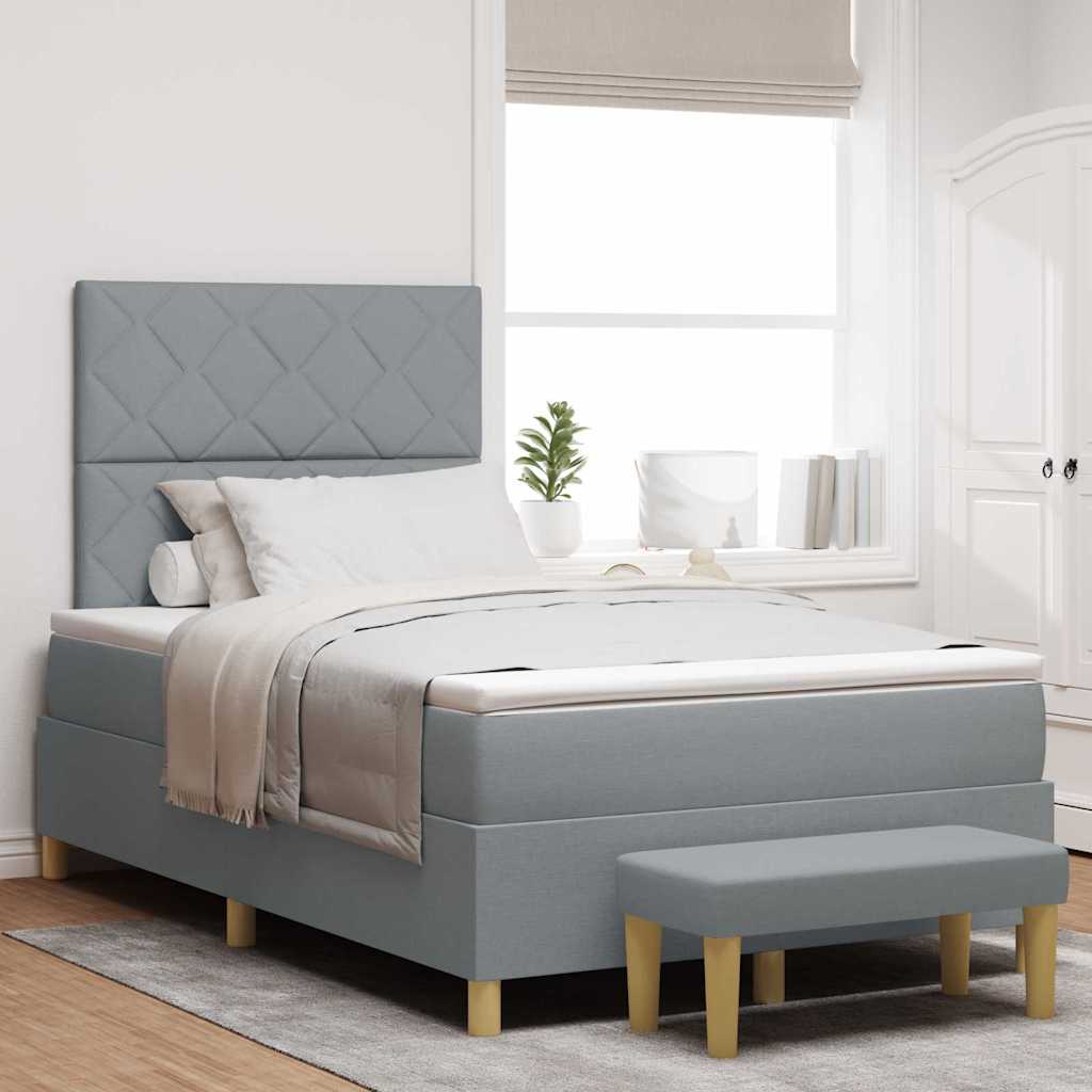 Boxspring bed met kussen Lichtgrijs 200 x 120 cm Stof is nu te koop bij PeponiXL, paradijselijk wonen!