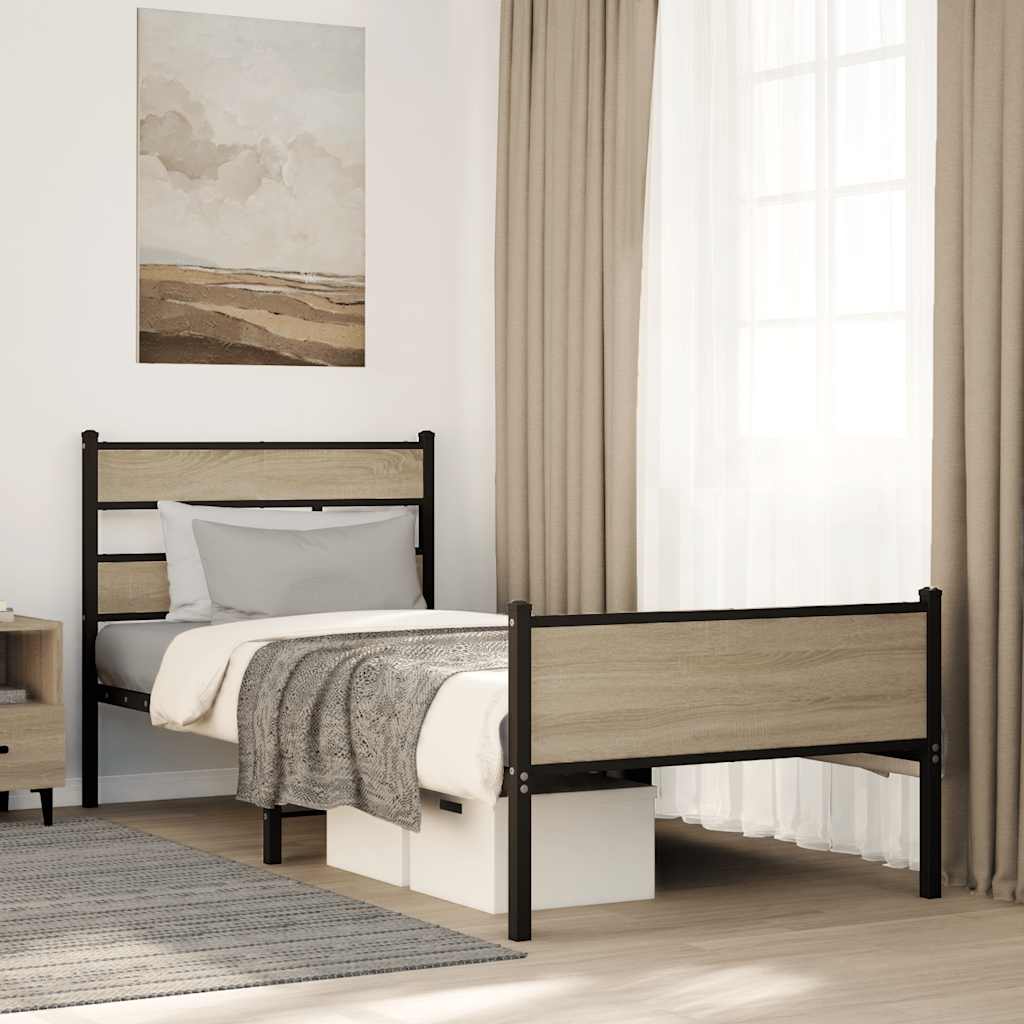 Bedframe zonder matras hout sonoma eikenkleurig 80x200 cm is nu te koop bij PeponiXL, paradijselijk wonen!