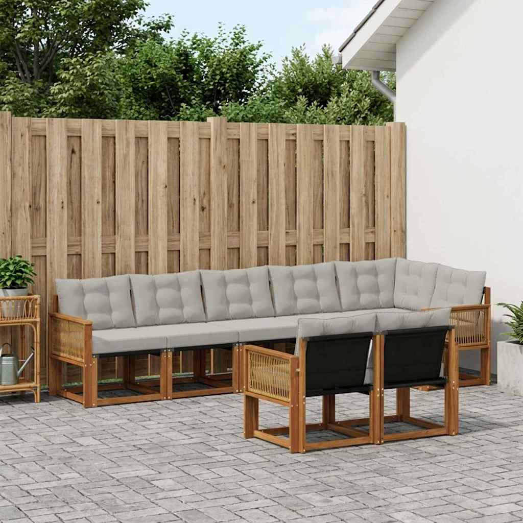 Buiten bankenset met kussen 8 pcs Naturel en lichtgrijs is nu te koop bij PeponiXL, paradijselijk wonen!