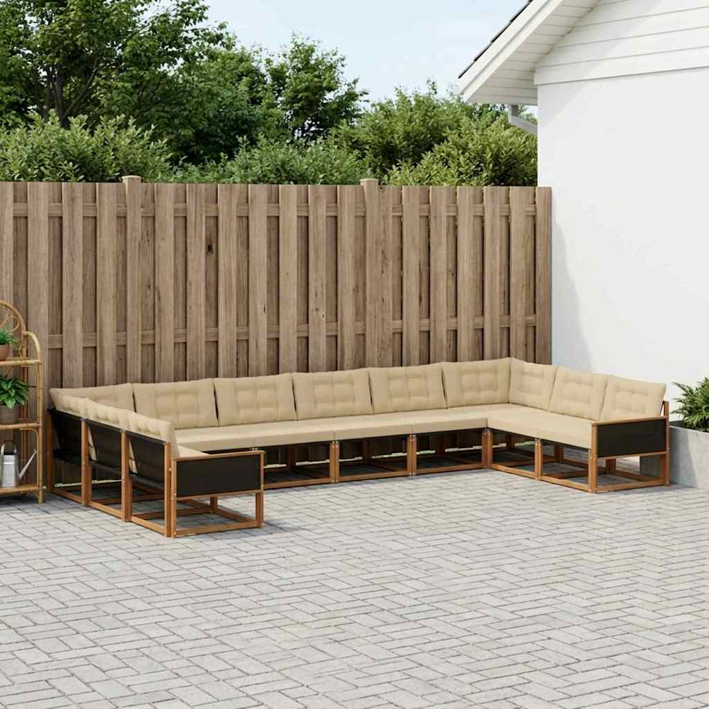 Buiten bankenset met kussen 10 pcs Natuurlijk en Beige is nu te koop bij PeponiXL, paradijselijk wonen!