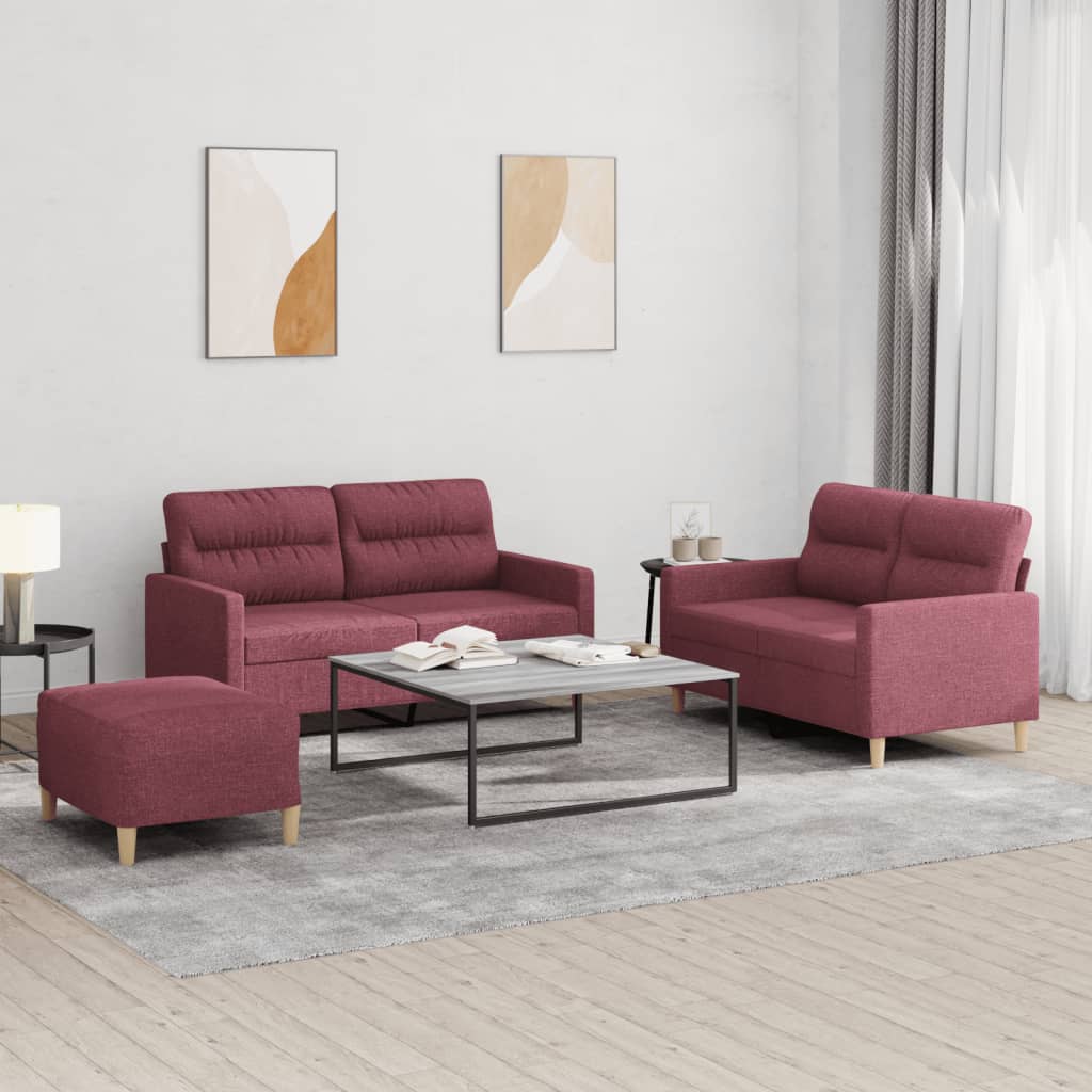 3-delige Loungeset met kussens stof wijnrood is nu te koop bij PeponiXL, paradijselijk wonen!
