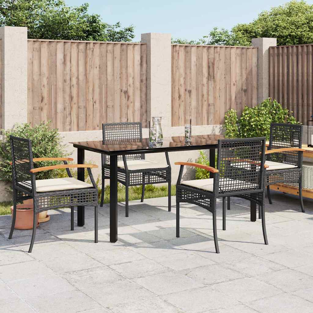 5-delige Tuinset met kussens poly rattan zwart is nu te koop bij PeponiXL, paradijselijk wonen!