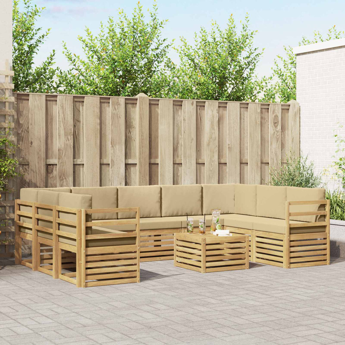 Sofa-Sets 10 pcs Wit en Beige 59 x 59 x 37 cm Polyester is nu te koop bij PeponiXL, paradijselijk wonen!