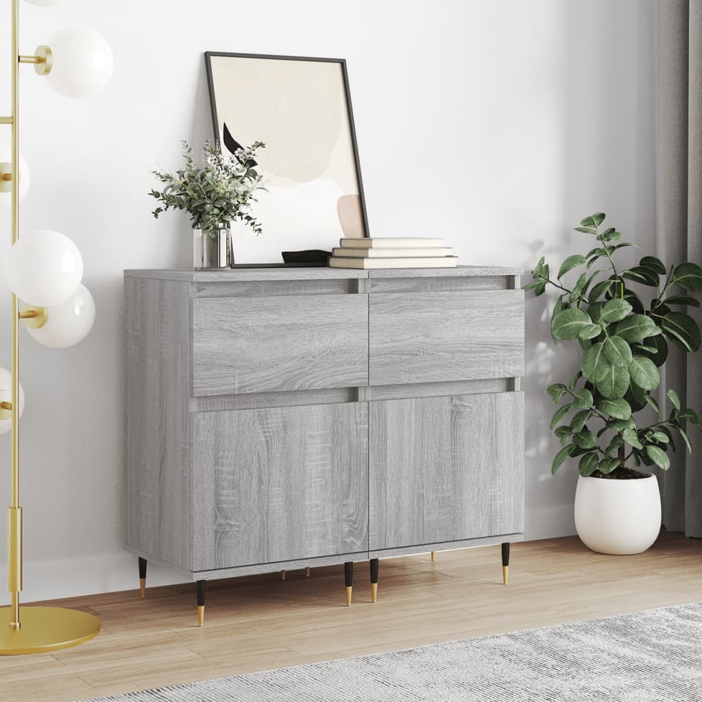 Dressoirs 2 st 40x35x70 cm bewerkt hout grijs sonoma is nu te koop bij PeponiXL, paradijselijk wonen!