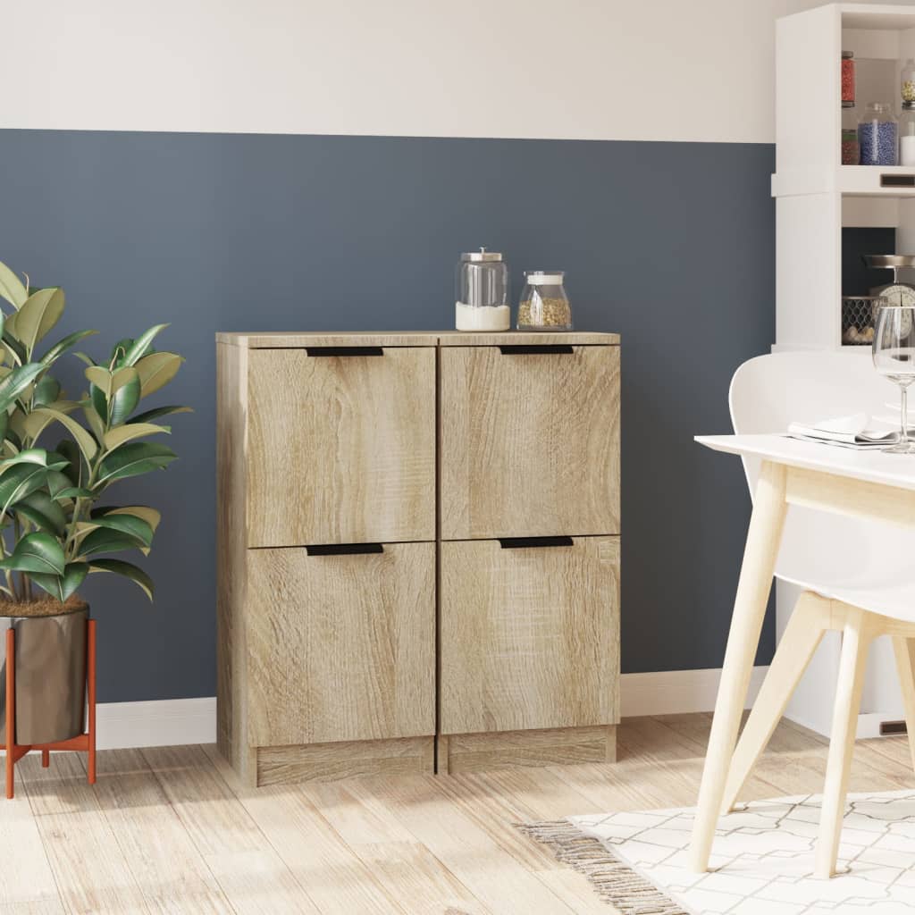 Dressoirs 2 st 30x30x70 cm bewerkt hout sonoma eikenkleurig is nu te koop bij PeponiXL, paradijselijk wonen!