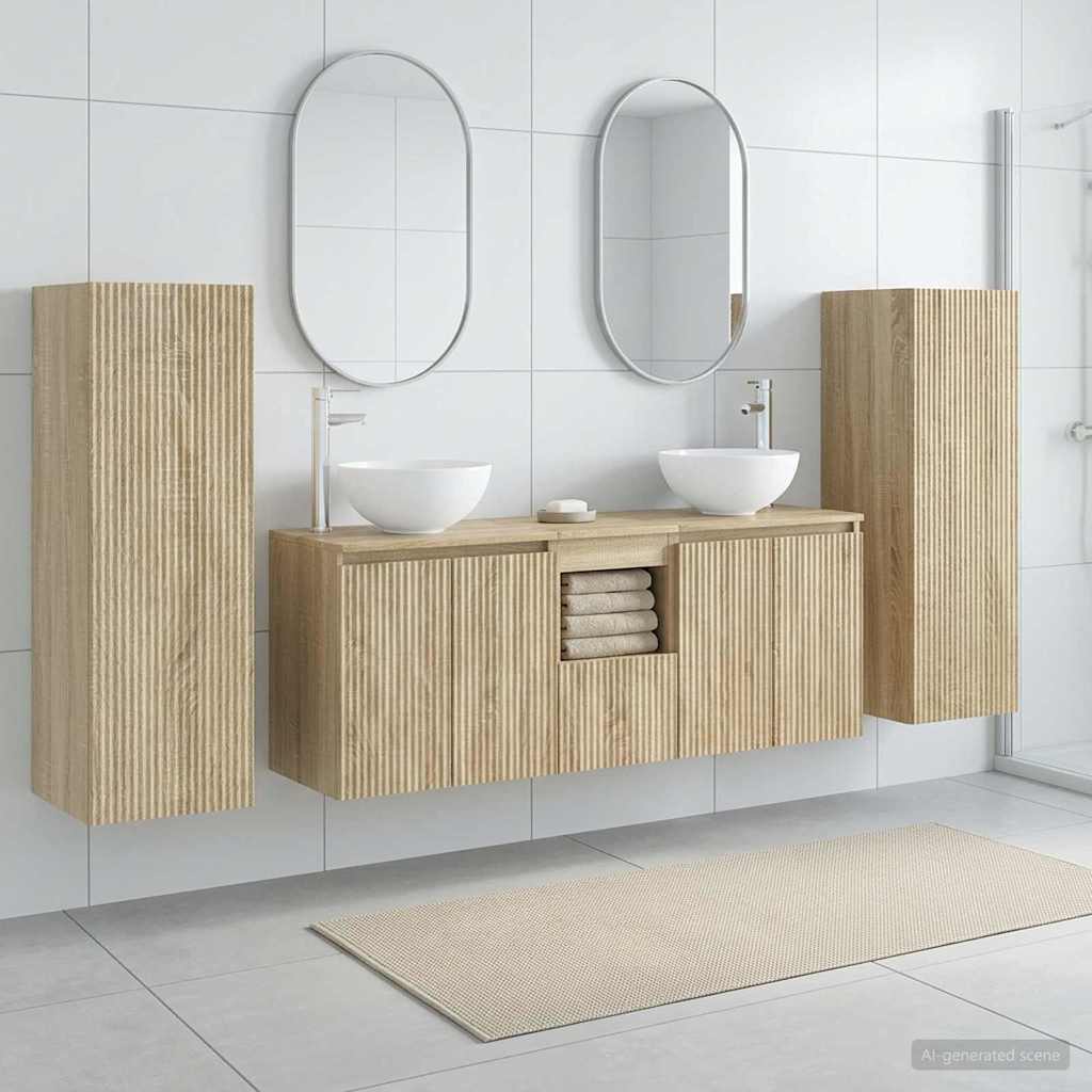 Badkamermeubelset 5 st Sonoma Eiken 33 x 34,5 x 100 cm is nu te koop bij PeponiXL, paradijselijk wonen!