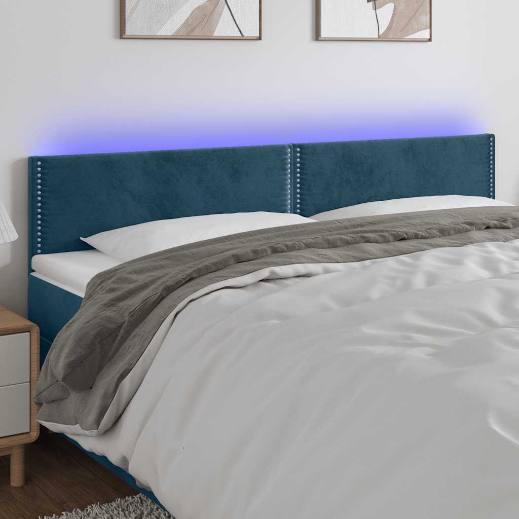 Hoofdbord LED 200x5x78/88 cm fluweel donkerblauw is nu te koop bij PeponiXL, paradijselijk wonen!