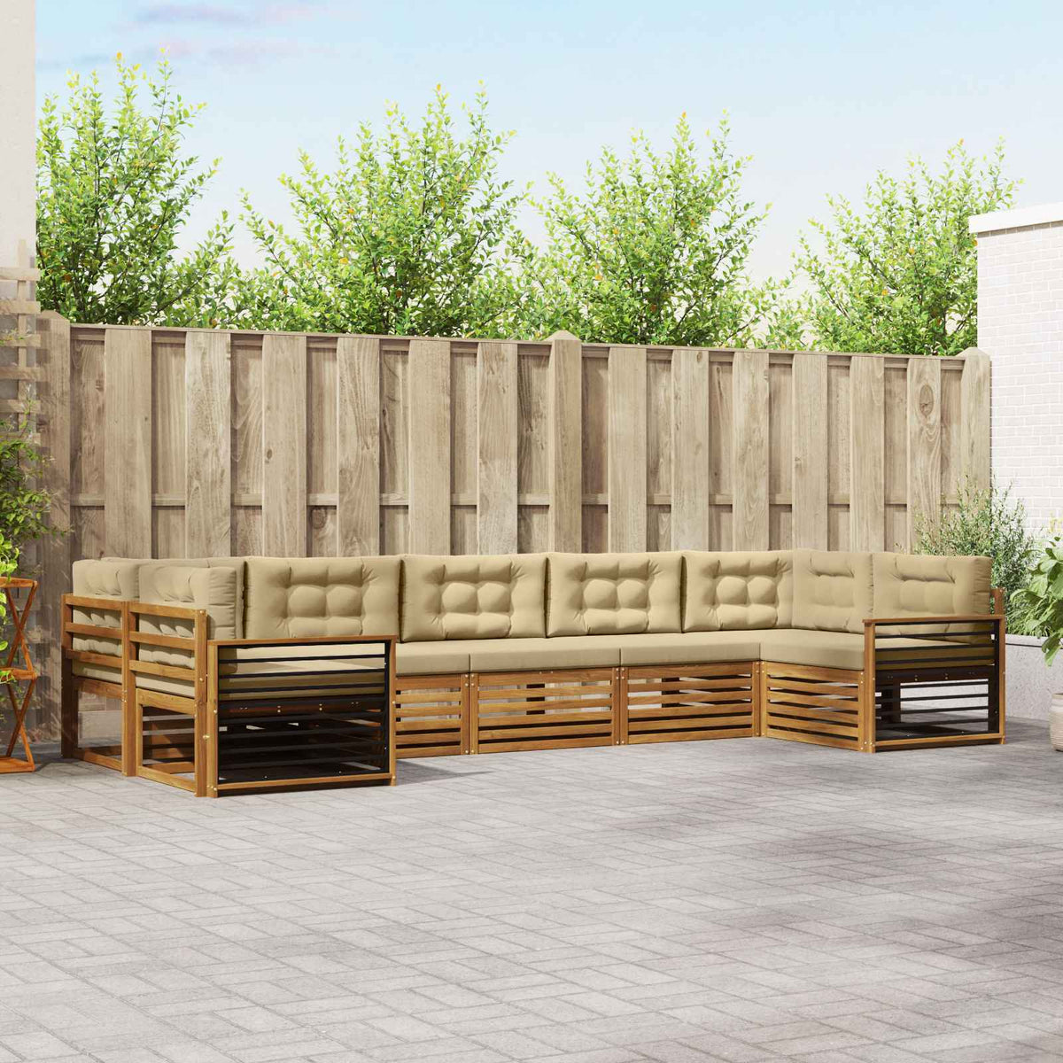 Buiten bankenset met kussen 7 pcs Natuurlijk en Beige is nu te koop bij PeponiXL, paradijselijk wonen!
