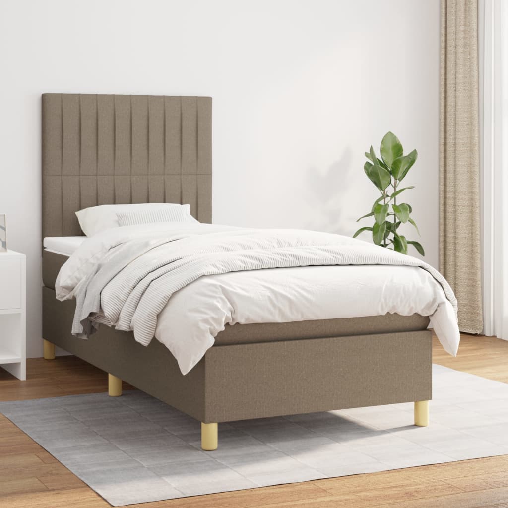 Boxspring met matras stof taupe 80x200 cm is nu te koop bij PeponiXL, paradijselijk wonen!