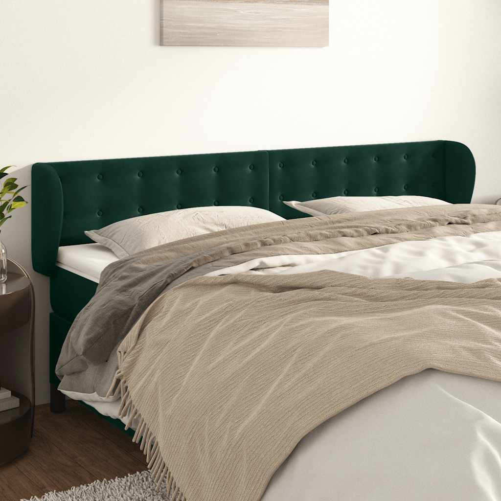 Hoofdbord met randen 163x23x78/88 cm fluweel donkergroen is nu te koop bij PeponiXL, paradijselijk wonen!