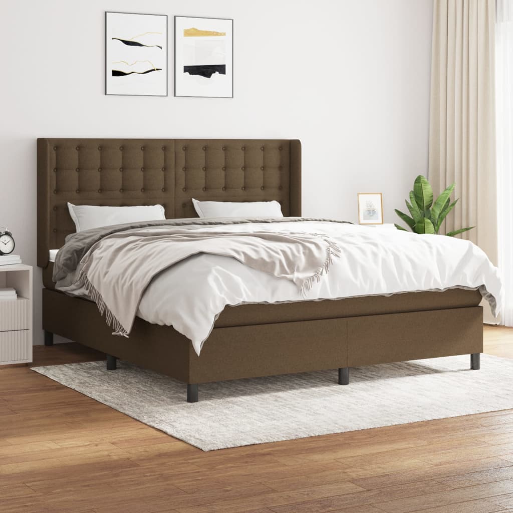 Boxspring met matras stof donkerbruin 180x200 cm is nu te koop bij PeponiXL, paradijselijk wonen!