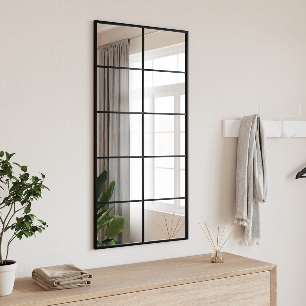 Wandspiegel rechthoekig 50x100 cm ijzer zwart is nu te koop bij PeponiXL, paradijselijk wonen!