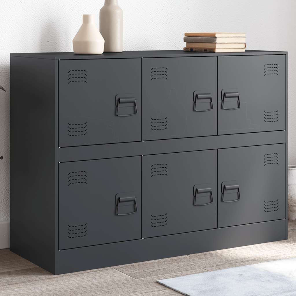 Dressoir 99x39x73 cm staal antracietkleurig is nu te koop bij PeponiXL, paradijselijk wonen!