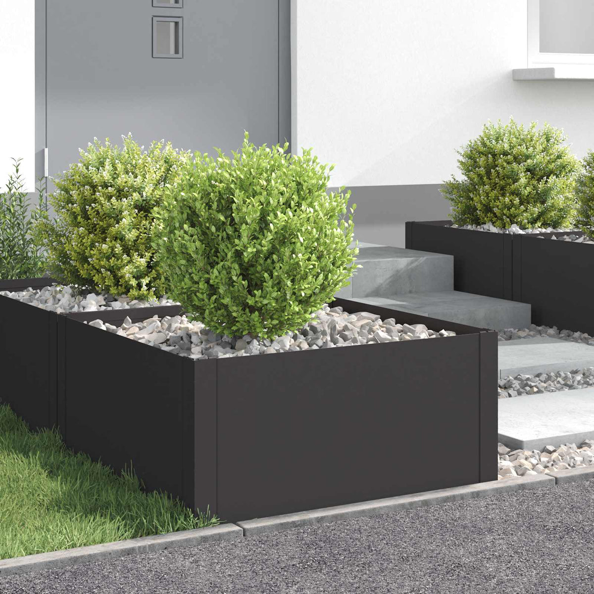 Gazonrand 4 pcs 60 x 60 x 35 cm Staal Zwart is nu te koop bij PeponiXL, paradijselijk wonen!